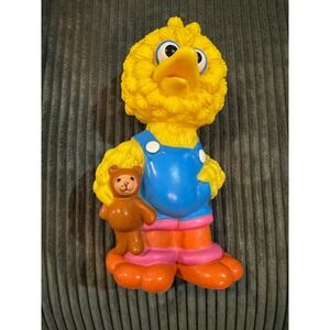 Vintage Big Bird Sesame Street Coin Bank Holding Teddy Bear Kids Toy‎